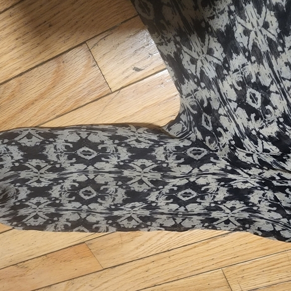 Faded Glory L (12-14) Black Combo Ikat Print Peasant Blouse Tunic Top - Picture 14 of 15